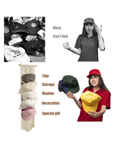 Organizador de Gorras Jontell - Soporte de Macramé Beige