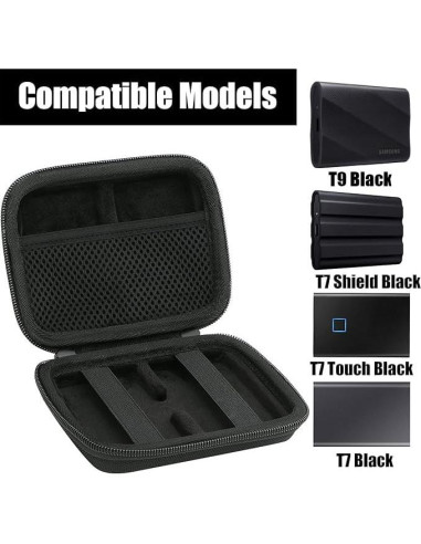 Funda de viaje dura Aenllosi para Samsung T9/T7 Touch SSD negro