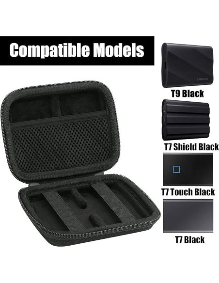 Funda de viaje dura Aenllosi para Samsung T9/T7 Touch SSD negro