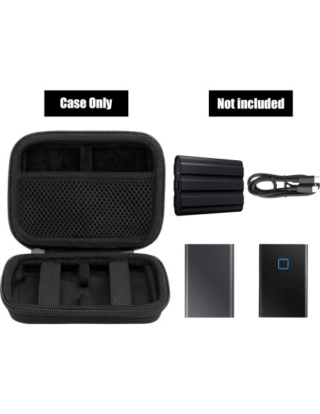 Funda de viaje dura Aenllosi para Samsung T9/T7 Touch SSD negro