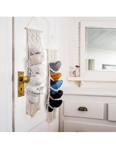 Organizador de Gorras Jontell - Soporte de Macramé Beige