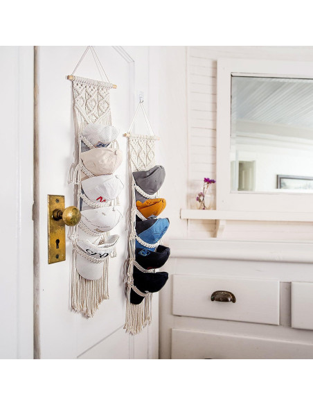 Organizador de Gorras Jontell - Soporte de Macramé Beige
