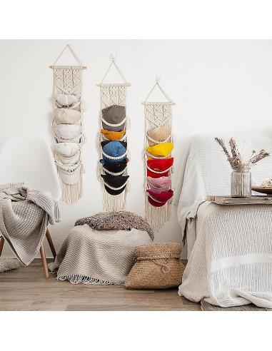 Organizador de Gorras Jontell - Soporte de Macramé Beige