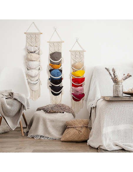 Organizador de Gorras Jontell - Soporte de Macramé Beige