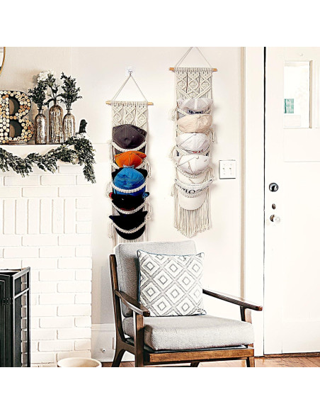 Organizador de Gorras Jontell - Soporte de Macramé Beige