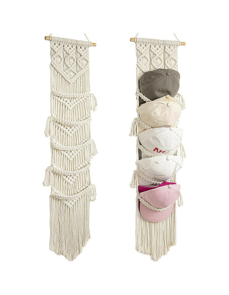 Organizador de Gorras Jontell - Soporte de Macramé Beige