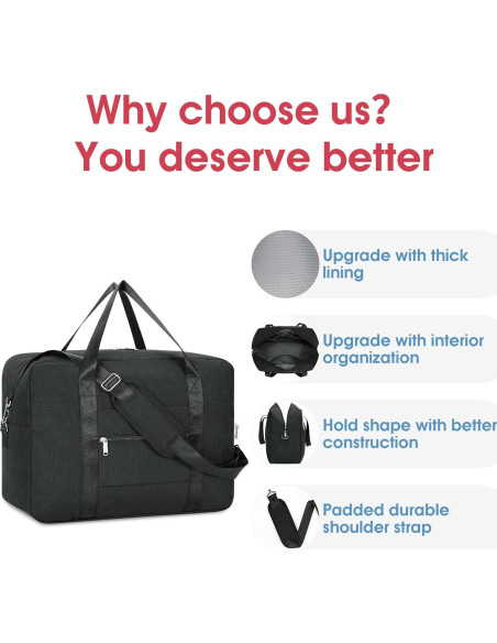 Bolsa de Viaje Plegable Narwey 30L Negra para Spirit Airlines