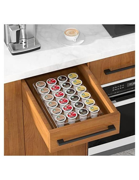Organizador de Cajones AITEE para 24 K Cups Acrílico Transparente Organizador de Cajones AITEE para 24 K Cups Acrílico Transparente