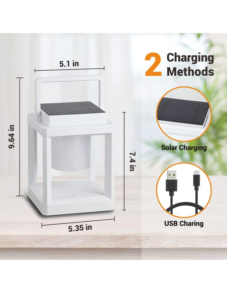 Lámpara de Mesa Solar LETRY LED Portátil IP44 3 Brillos