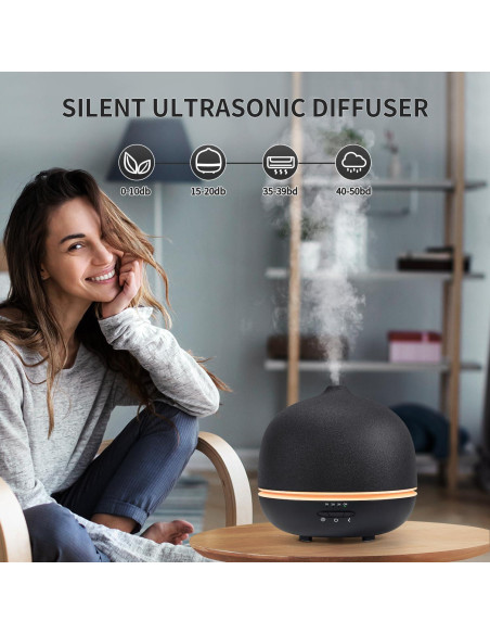 Difusor de Aceite Esencial Wanlola 500ml Cerámica Negra Difusor de Aceite Esencial Wanlola 500ml Cerámica Negra