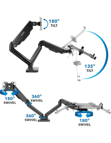 Soporte de Escritorio Ergonómico Mount-It! para Laptop y Monitor