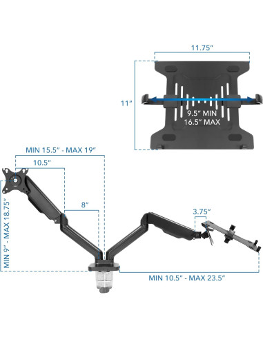 Soporte de Escritorio Ergonómico Mount-It! para Laptop y Monitor