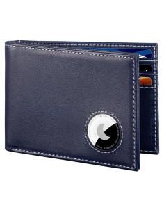 Billetera de cuero VISWORLD con soporte para AirTag y bloqueo RFID