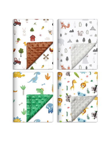 Manta para Bebés Tiamon 4 Pack Doble Capa 76x102 cm Animales