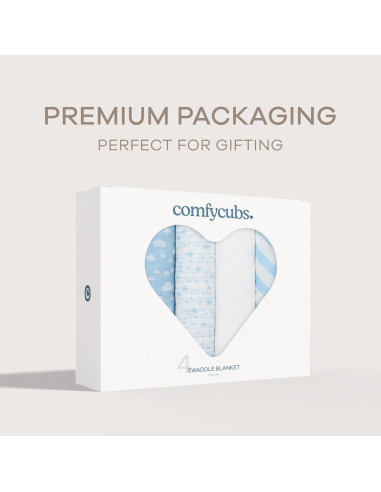 Mantas de Muselina Comfy Cubs Pack 4, 120x120 cm, Algodón Suave