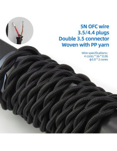 Cable de auriculares FAAEAL 1.9m 3.5mm/4.4mm para Hifiman 2