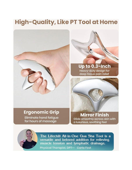 Gua Sha de Acero Inoxidable Lifechill para Masaje y Drenaje Linfático