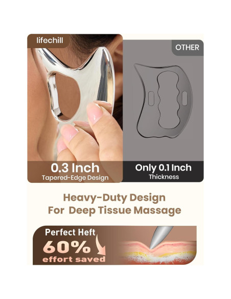 Gua Sha de Acero Inoxidable Lifechill para Masaje y Drenaje Linfático