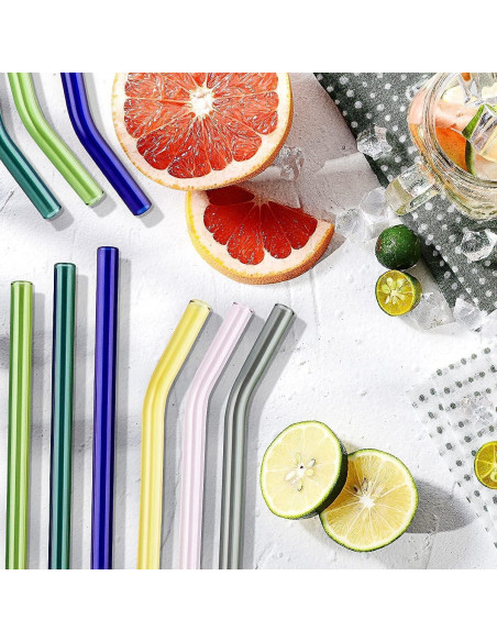 Pajitas de Vidrio Reutilizables LYthE 20cm 8Pcs Ecológicas