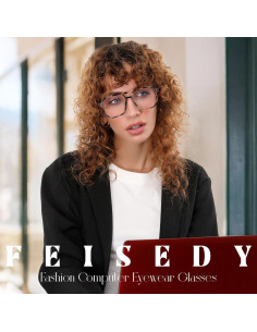 Gafas Anti Luz Azul FEISEDY 2Pack Cuadradas Livianas 2