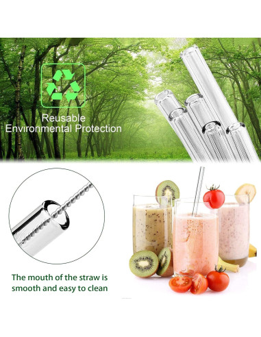 Pajitas de Vidrio Reutilizables LYthE 20cm 8Pcs Ecológicas