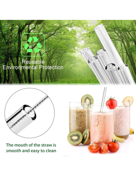 Pajitas de Vidrio Reutilizables LYthE 20cm 8Pcs Ecológicas