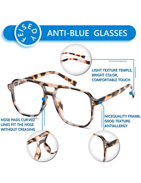 Gafas Anti Luz Azul FEISEDY 2Pack Cuadradas Livianas