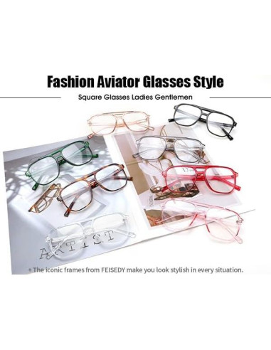 Gafas Anti Luz Azul FEISEDY 2Pack Cuadradas Livianas