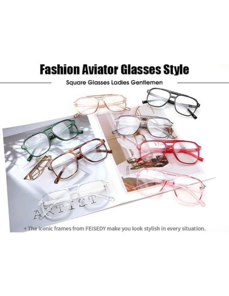 Gafas Anti Luz Azul FEISEDY 2Pack Cuadradas Livianas