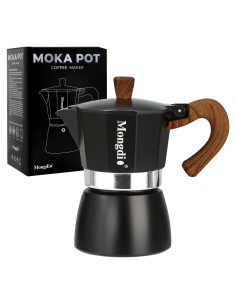 Cafetera Moka Mongdio 3 Tazas Manual Aluminio Negro