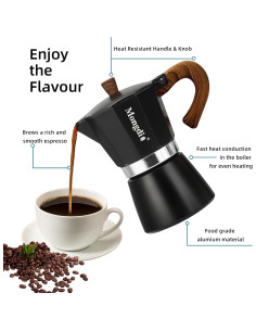 Cafetera Moka Mongdio 3 Tazas Manual Aluminio Negro 2