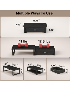 Soporte Doble para Monitor WOHOMO con Cajón Negro 40x20cm 2
