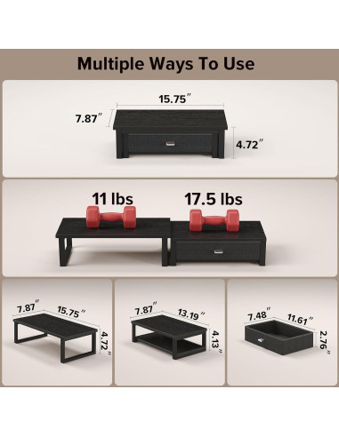 Soporte Doble para Monitor WOHOMO con Cajón Negro 40x20cm