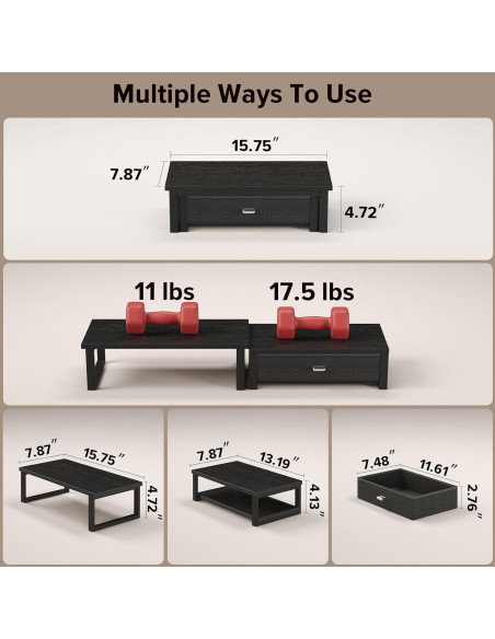 Soporte Doble para Monitor WOHOMO con Cajón Negro 40x20cm