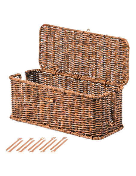 Caja de Gestión de Cables Brownlily Madera Ratan 33x13 cm Caja de Gestión de Cables Brownlily Madera Ratan 33x13 cm