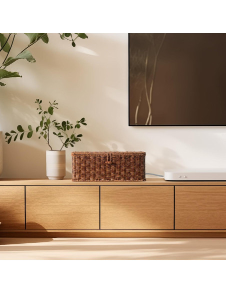 Caja de Gestión de Cables Brownlily Madera Ratan 33x13 cm Caja de Gestión de Cables Brownlily Madera Ratan 33x13 cm