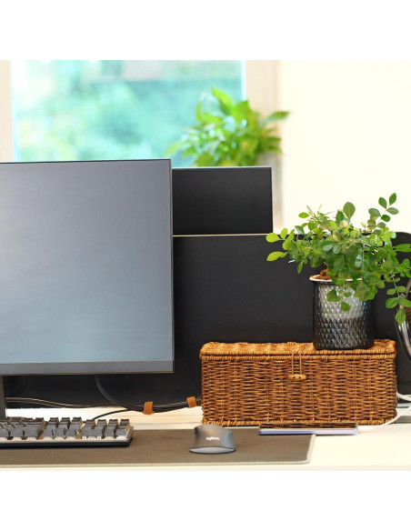 Caja de Gestión de Cables Brownlily Madera Ratan 33x13 cm Caja de Gestión de Cables Brownlily Madera Ratan 33x13 cm