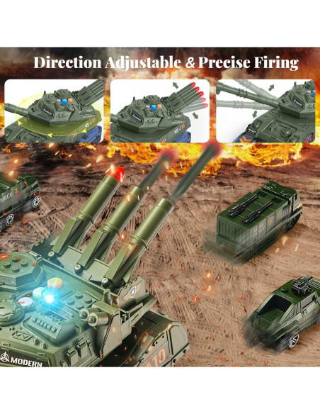 Juego de Tanque Militar Homaisson con Luz y Sonido - 10 Piezas