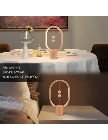 Lámpara de Mesa LED Magnética YONGJUNLI Madera 24.64cm