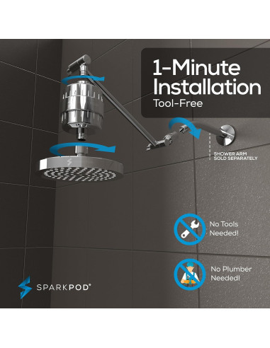 Cabezal de Ducha SparkPod 15 cm Alta Presión con Filtro 23 Etapas