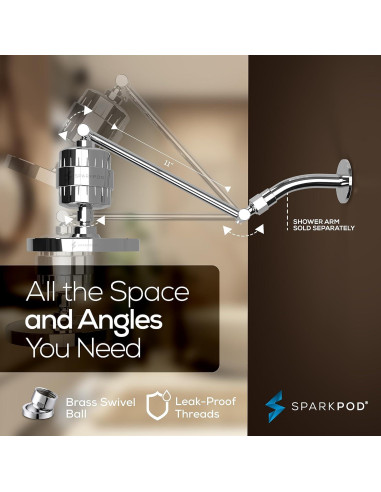 Cabezal de Ducha SparkPod 15 cm Alta Presión con Filtro 23 Etapas