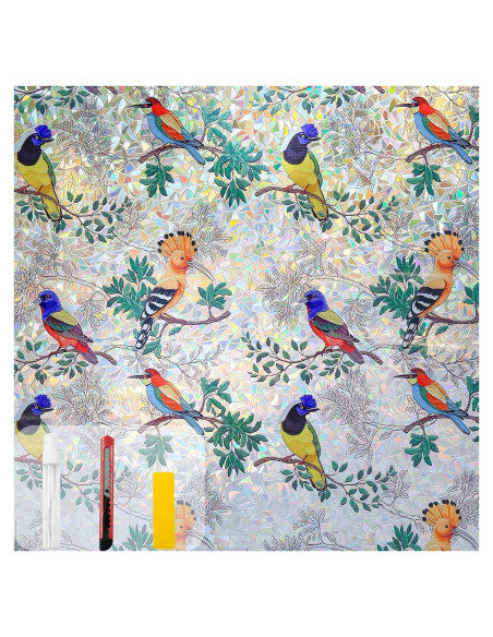 Película de Ventana Privacidad COUNTEWOL Pájaro Colorido 44.5x199.4cm