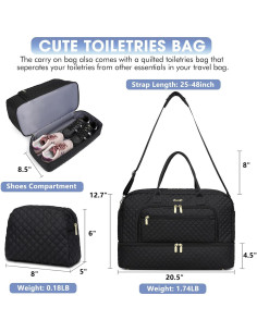 Bolsa de viaje grande para mujeres LP13 negra 35L 52x21x32cm 2