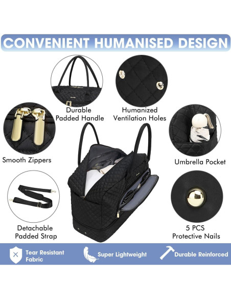 Bolsa de viaje grande para mujeres LP13 negra 35L 52x21x32cm