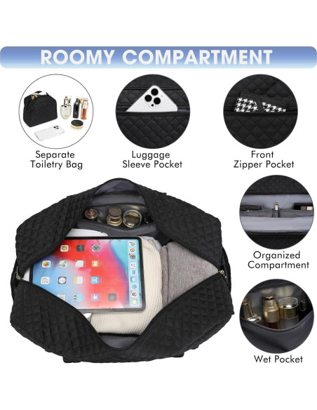 Bolsa de viaje grande para mujeres LP13 negra 35L 52x21x32cm