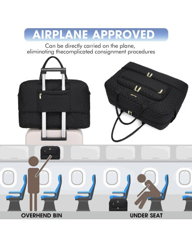 Bolsa de viaje grande para mujeres LP13 negra 35L 52x21x32cm