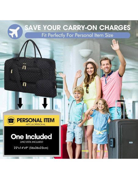 Bolsa de viaje grande para mujeres LP13 negra 35L 52x21x32cm