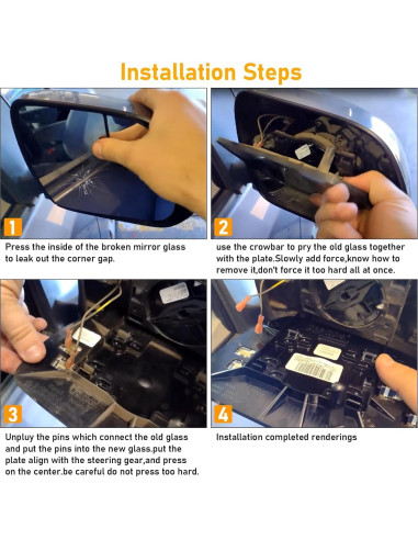 Espejo Retrovisor Derecho Calentado Abodvu para Toyota Corolla 2014-2019