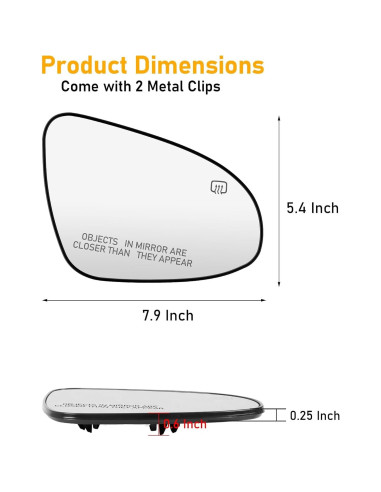 Espejo Retrovisor Derecho Calentado Abodvu para Toyota Corolla 2014-2019