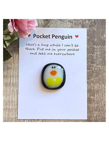 Pequeño abrazo de pingüino de resina con tarjeta - Regalo único